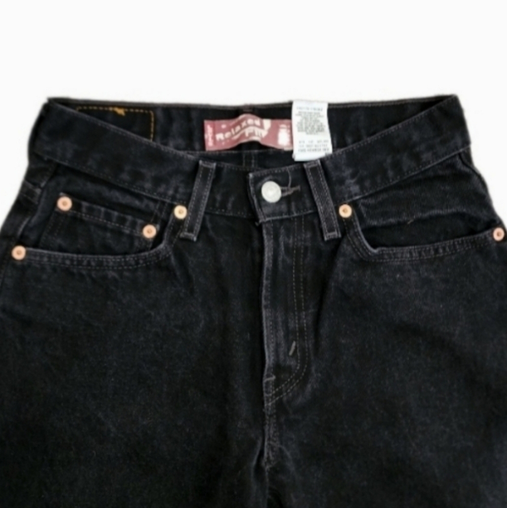 Levi Strauss Black Jeans Denim Black Washed Slim Size 16 W26 L28 - Picture 5 of 12